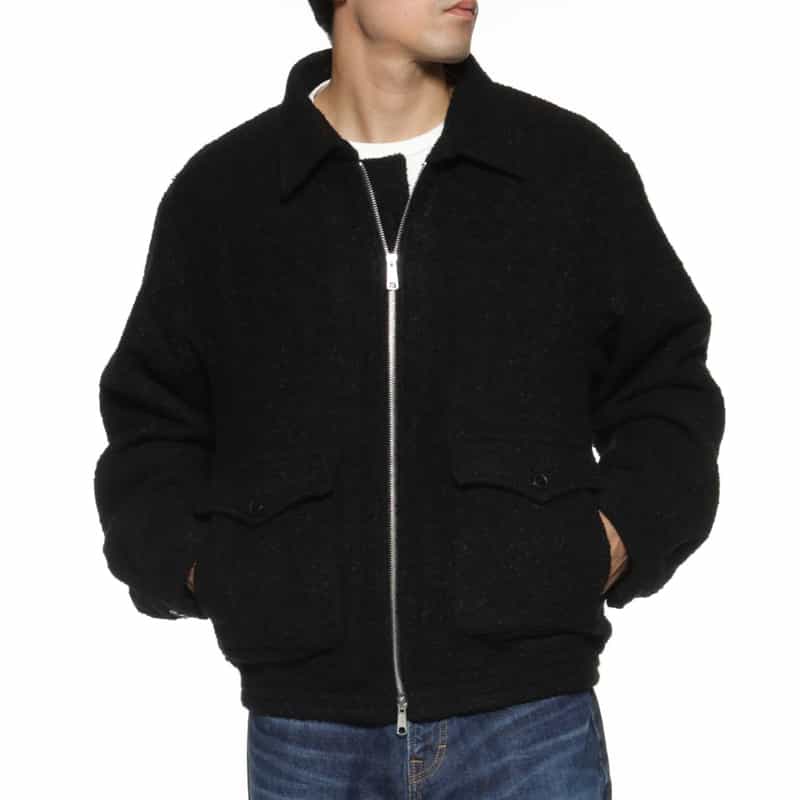 BARNEYS NEW YORK ボア素材ショート丈ブルゾン BLACK
