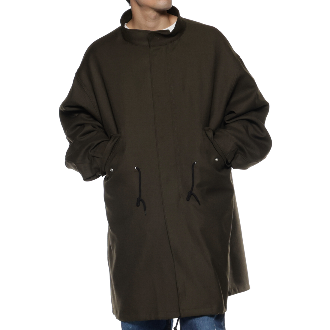 ウールギャバジン素材モッズコート