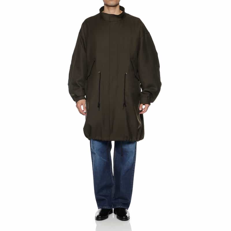 BARNEYS NEW YORK ウールギャバジン素材モッズコート BROWN