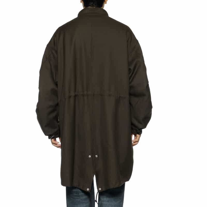 BARNEYS NEW YORK ウールギャバジン素材モッズコート BROWN