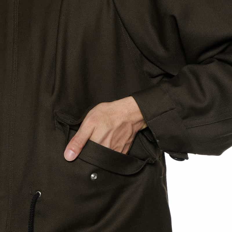 BARNEYS NEW YORK ウールギャバジン素材モッズコート BROWN