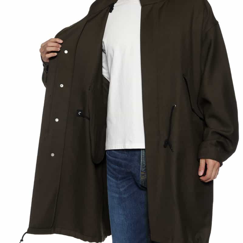 BARNEYS NEW YORK ウールギャバジン素材モッズコート BROWN