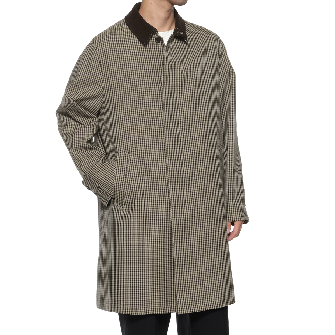 ガンクラブチェック柄ステンカラーコート