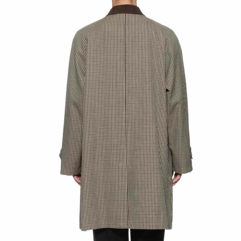 BARNEYS NEW YORK ガンクラブチェック柄ステンカラーコート BEIGE