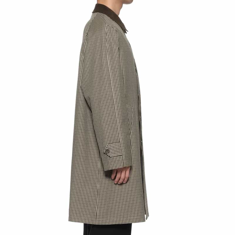 BARNEYS NEW YORK ガンクラブチェック柄ステンカラーコート BEIGE