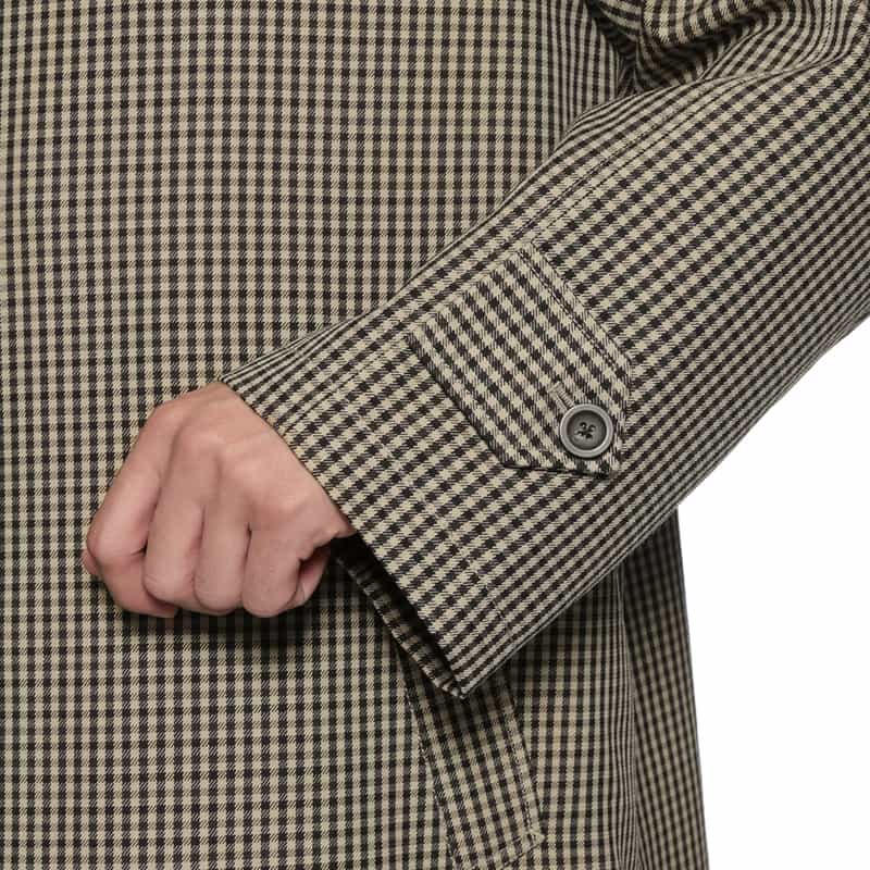 BARNEYS NEW YORK ガンクラブチェック柄ステンカラーコート BEIGE