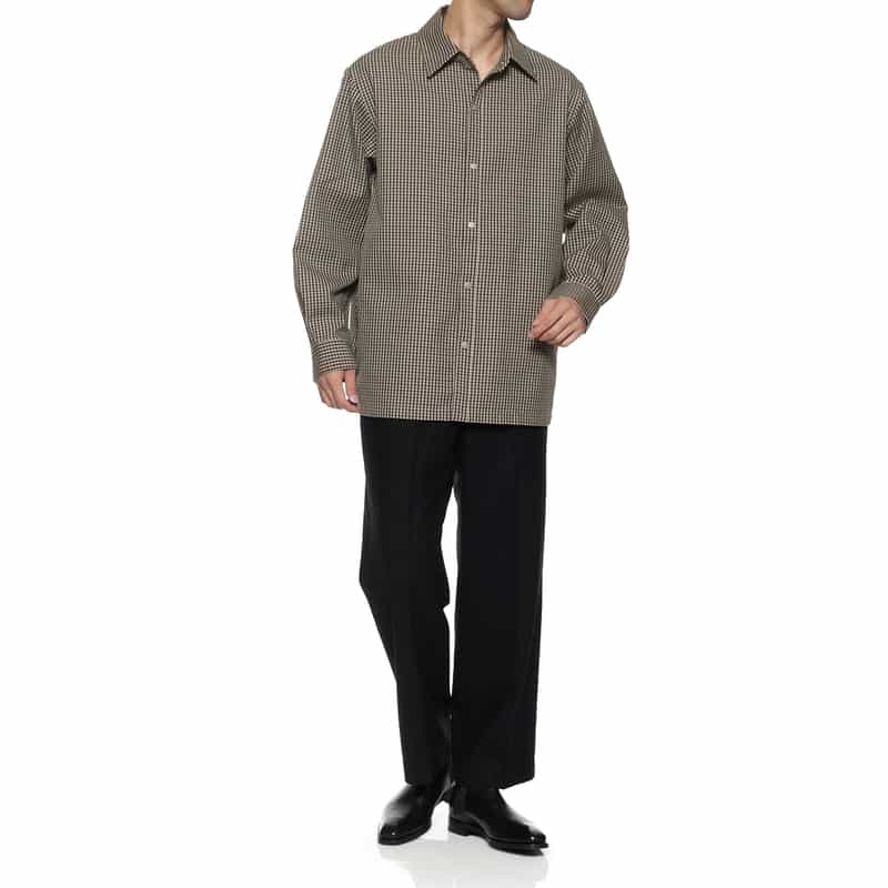 BARNEYS NEW YORK ガンクラブチェック柄オーバーシャツ BEIGE