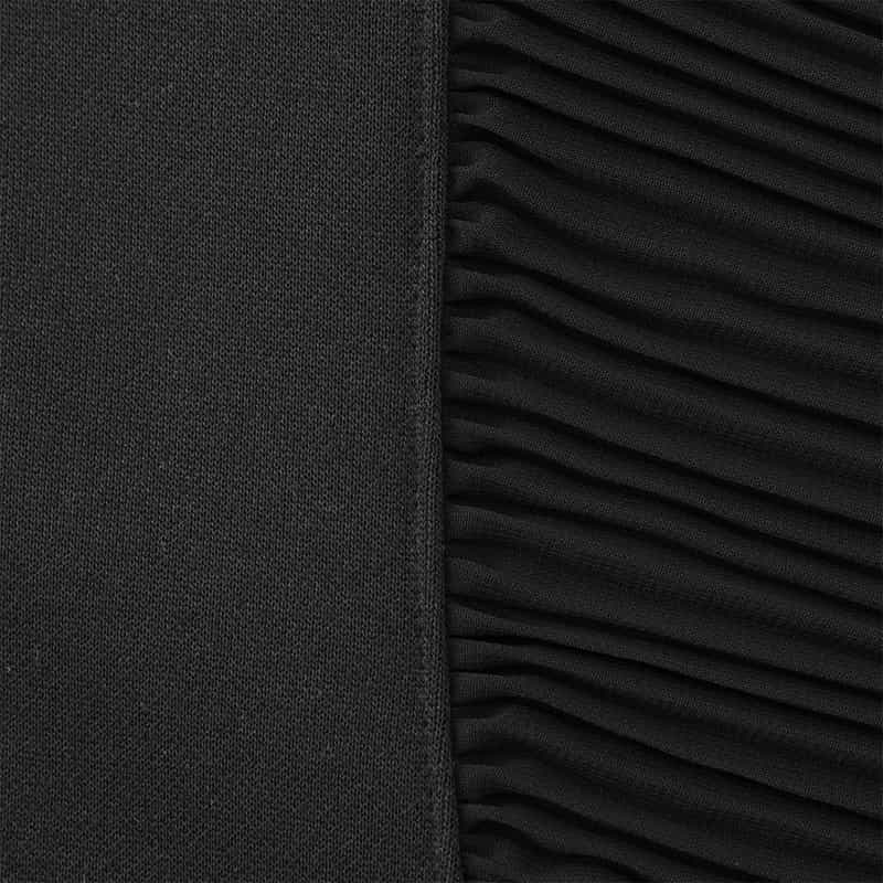 BARNEYS NEW YORK ウォッシャブル 異素材コンビネーション プリーツスリーブプルオーバー BLACK