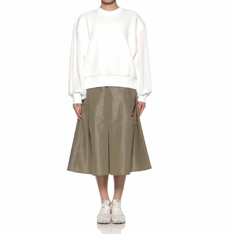 BARNEYS NEW YORK ウォッシャブル シャイニータフタ素材ボリュームタックスカート BROWN