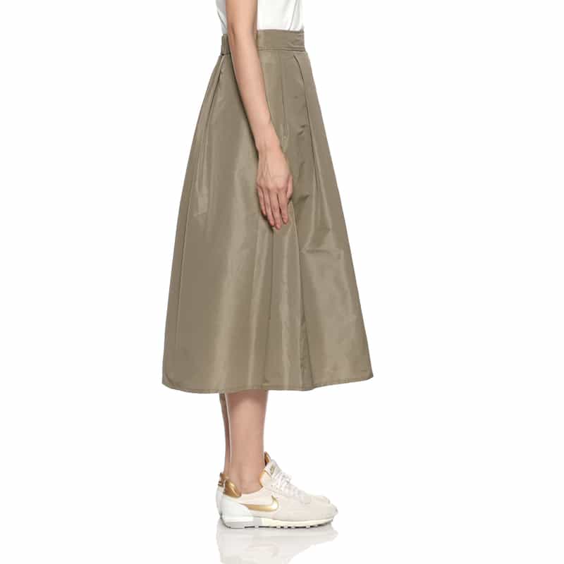 BARNEYS NEW YORK ウォッシャブル シャイニータフタ素材ボリュームタックスカート BROWN