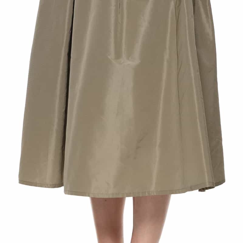 BARNEYS NEW YORK ウォッシャブル シャイニータフタ素材ボリュームタックスカート BROWN