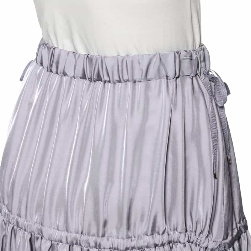 BARNEYS NEW YORK ウォッシャブル サイドドローストリング シャイニーギャザーロングスカート GRAY