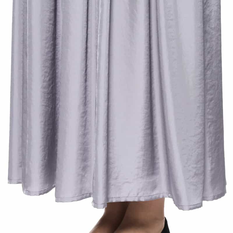 BARNEYS NEW YORK ウォッシャブル サイドドローストリング シャイニーギャザーロングスカート GRAY