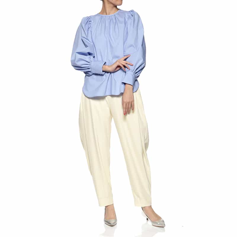 BARNEYS NEW YORK ウォッシャブル サイドタックサルエルパンツ WHITE