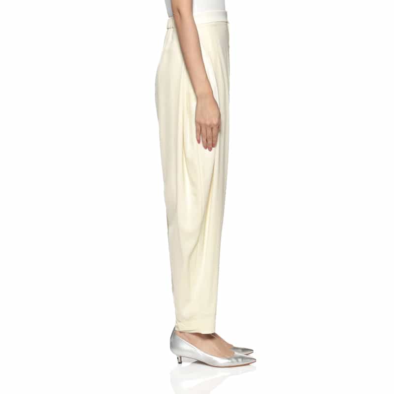 BARNEYS NEW YORK ウォッシャブル サイドタックサルエルパンツ WHITE