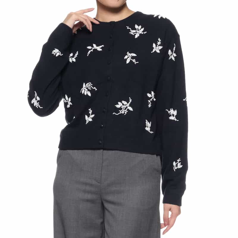 ATELIER EDITION ATELIER EDITION ＜アトリエ エディション＞ボタニカル刺繍ニットカーディガン NAVY