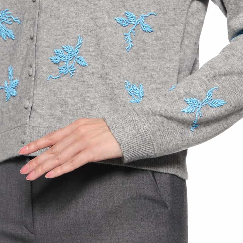 ATELIER EDITION ATELIER EDITION ＜アトリエ エディション＞ボタニカル刺繍ニットカーディガン GRAY