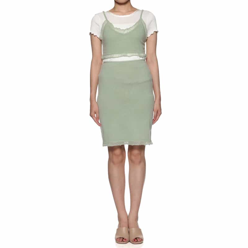 ATELIER EDITION ATELIER EDITION ＜アトリエ エディション＞カシミヤ フリルニットビスチェ LIGHT GREEN