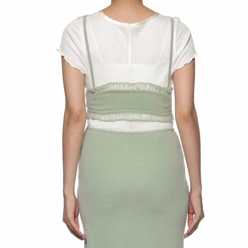 ATELIER EDITION ATELIER EDITION ＜アトリエ エディション＞カシミヤ フリルニットビスチェ LIGHT GREEN