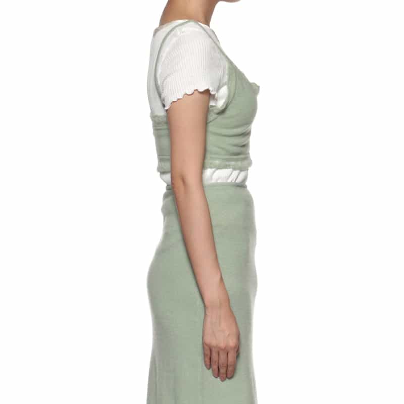 ATELIER EDITION ATELIER EDITION ＜アトリエ エディション＞カシミヤ フリルニットビスチェ LIGHT GREEN