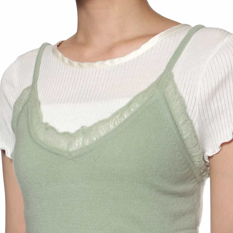 ATELIER EDITION ATELIER EDITION ＜アトリエ エディション＞カシミヤ フリルニットビスチェ LIGHT GREEN