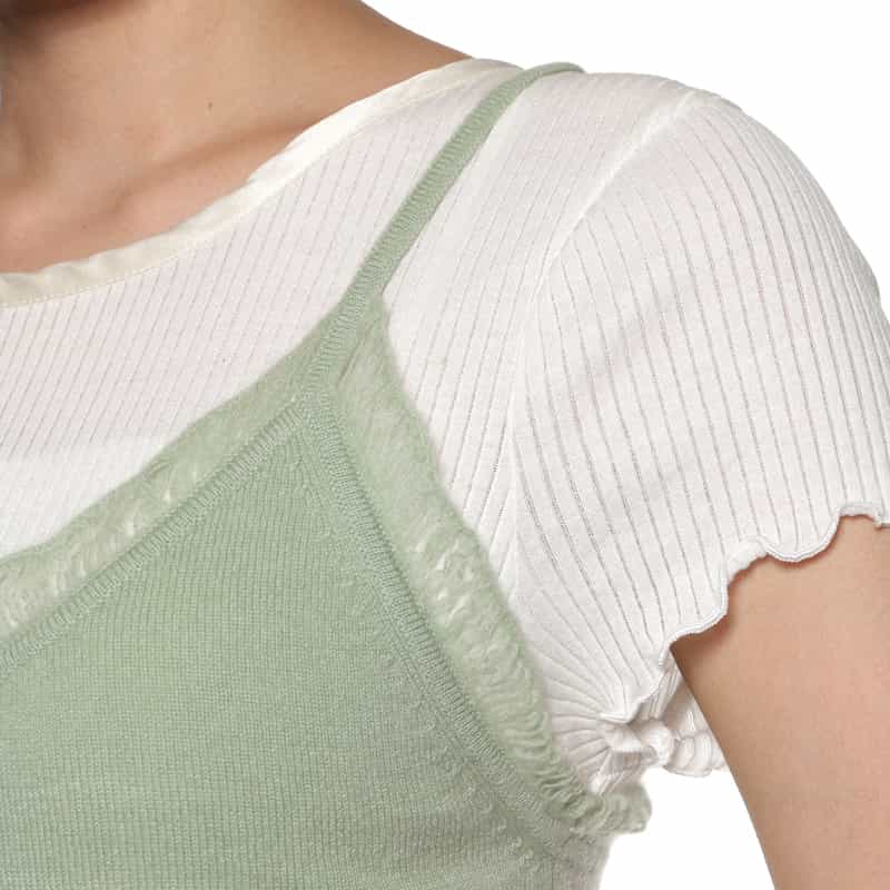 ATELIER EDITION ATELIER EDITION ＜アトリエ エディション＞カシミヤ フリルニットビスチェ LIGHT GREEN