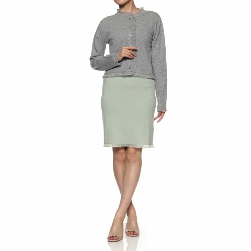 ATELIER EDITION ATELIER EDITION ＜アトリエ エディション＞カシミヤ フリルニットカーディガン GRAY