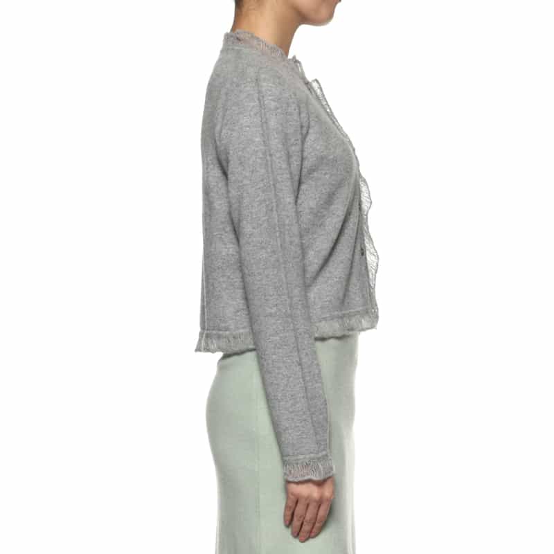 ATELIER EDITION ATELIER EDITION ＜アトリエ エディション＞カシミヤ フリルニットカーディガン GRAY