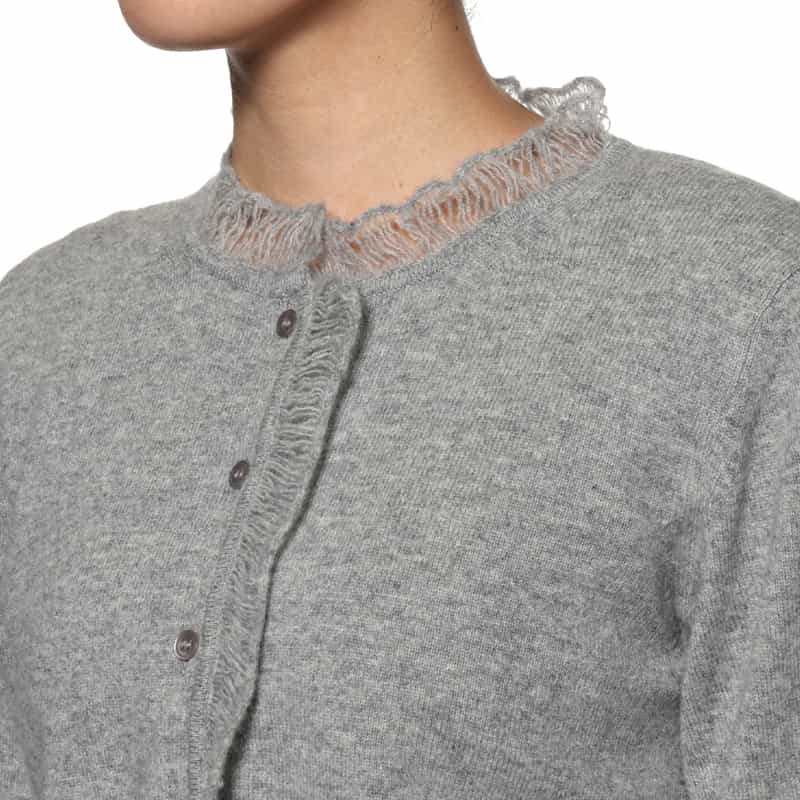 ATELIER EDITION ATELIER EDITION ＜アトリエ エディション＞カシミヤ フリルニットカーディガン GRAY