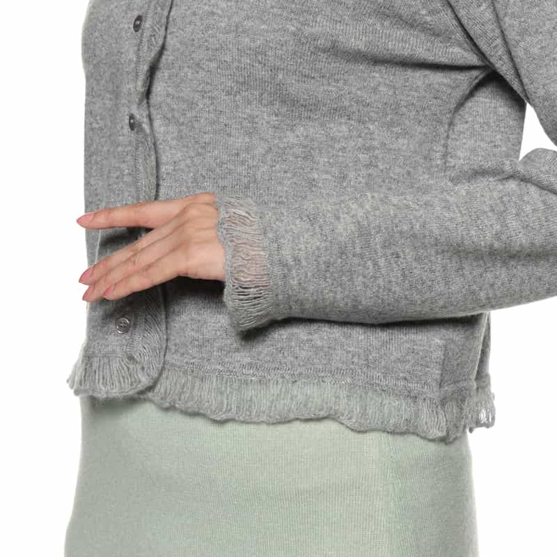 ATELIER EDITION ATELIER EDITION ＜アトリエ エディション＞カシミヤ フリルニットカーディガン GRAY