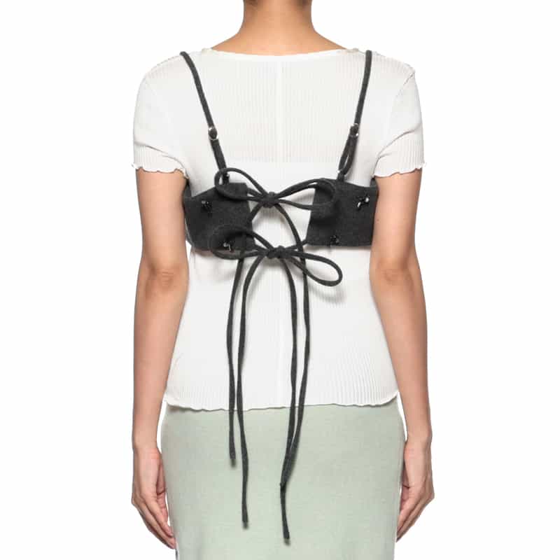 ATELIER EDITION ATELIER EDITION ＜アトリエ エディション＞フラワー刺繍ニットビスチェ DARK GRAY