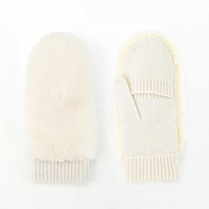 BARNEYS NEW YORK カシミヤミトングローブ IVORY