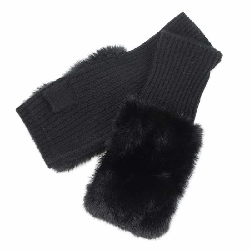 BARNEYS NEW YORK カシミヤフィンガーレスグローブ BLACK