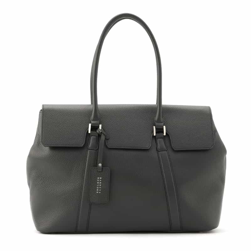 BARNEYS NEW YORK フラップ付き シュリンクレザートートバッグ NAVY