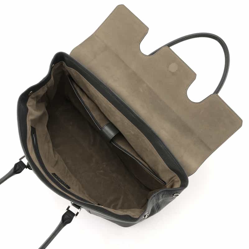 BARNEYS NEW YORK フラップ付き シュリンクレザートートバッグ NAVY