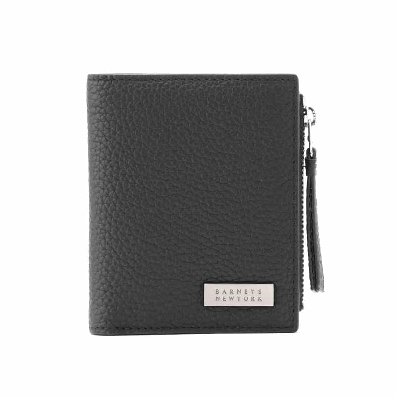 BARNEYS NEW YORK シュリンクレザー コンパクトウォレット BLACK