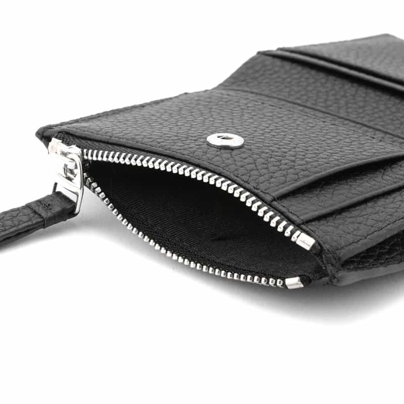 BARNEYS NEW YORK シュリンクレザー コンパクトウォレット BLACK