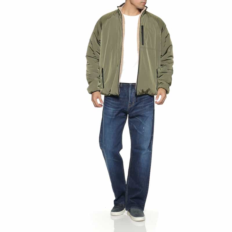 BARNEYS NEW YORK リバーシブルボアブルゾン KHAKI
