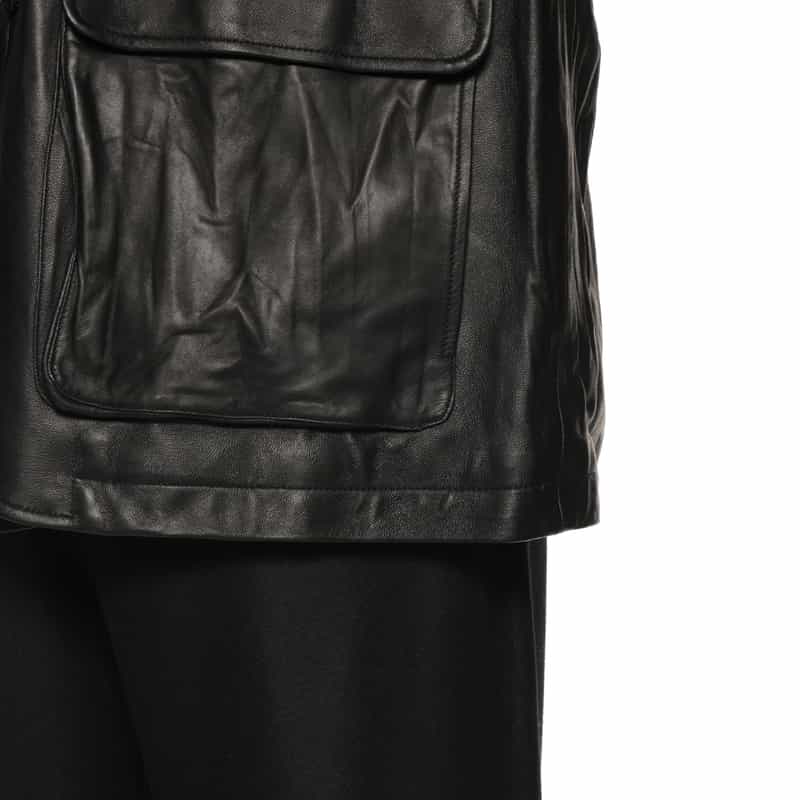 BARNEYS NEW YORK レザーカーコート BLACK