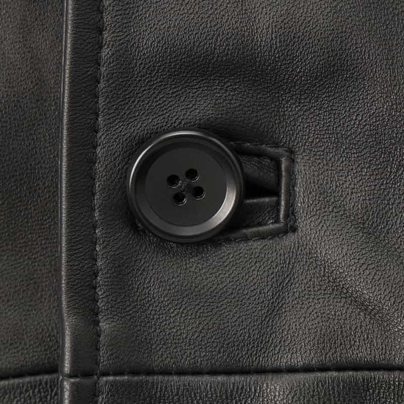 BARNEYS NEW YORK レザーカーコート BLACK