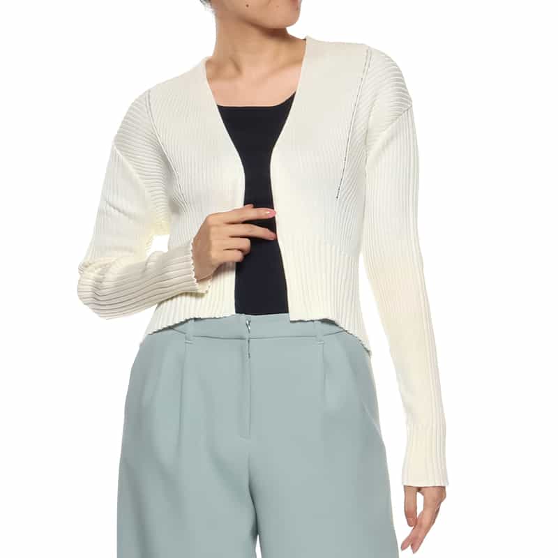 BARNEYS NEW YORK リブニット ボレロカーディガン WHITE