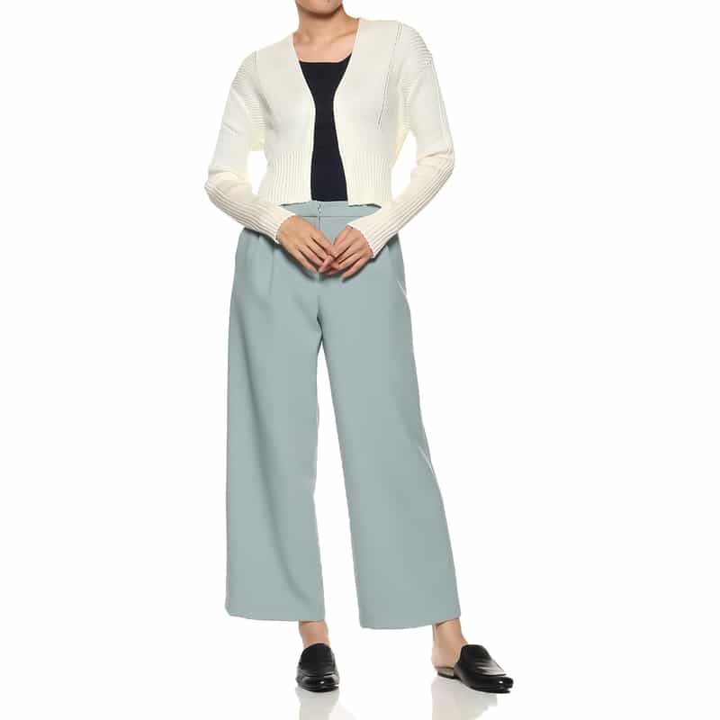 BARNEYS NEW YORK リブニット ボレロカーディガン WHITE