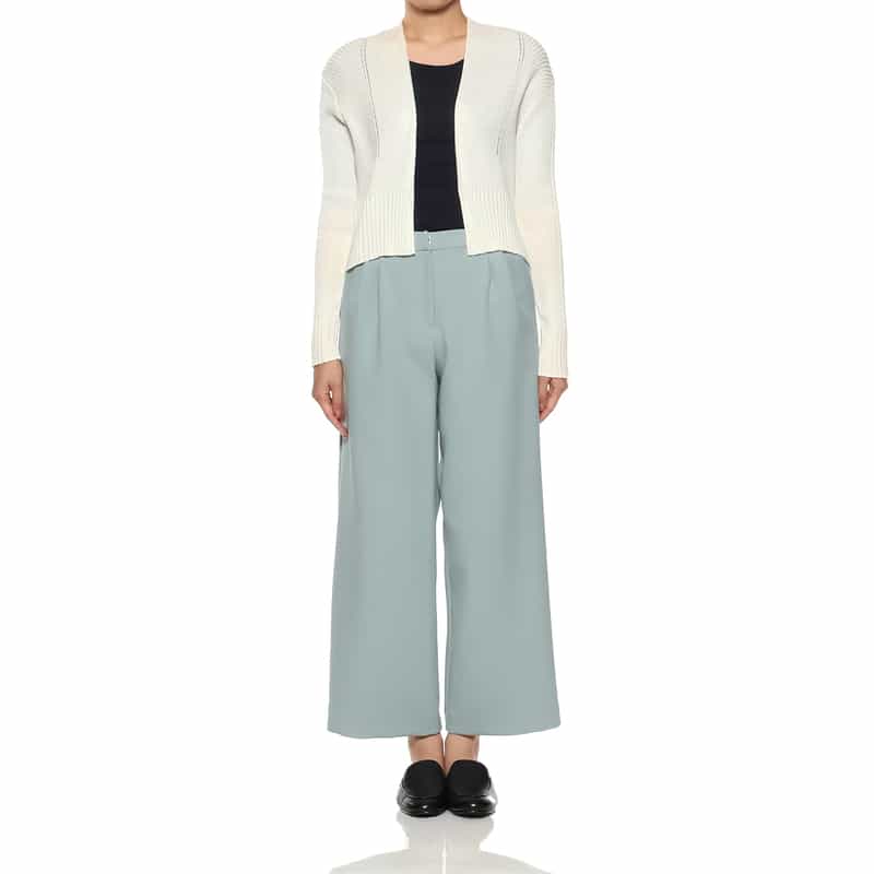 BARNEYS NEW YORK リブニット ボレロカーディガン WHITE