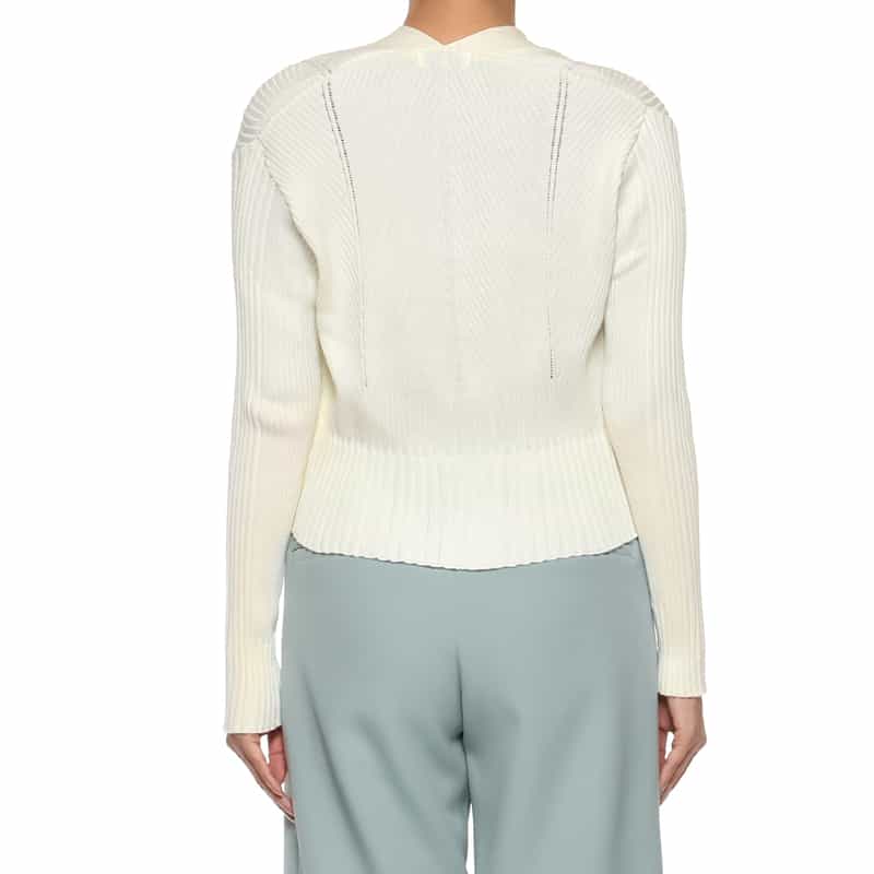 BARNEYS NEW YORK リブニット ボレロカーディガン WHITE