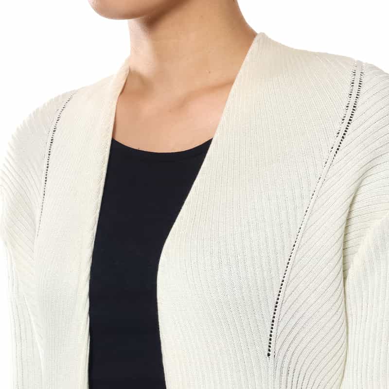 BARNEYS NEW YORK リブニット ボレロカーディガン WHITE