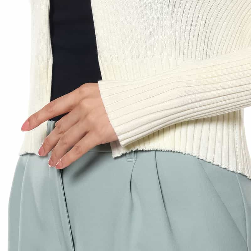 BARNEYS NEW YORK リブニット ボレロカーディガン WHITE