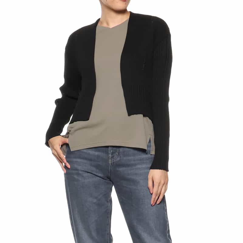 BARNEYS NEW YORK リブニット ボレロカーディガン BLACK