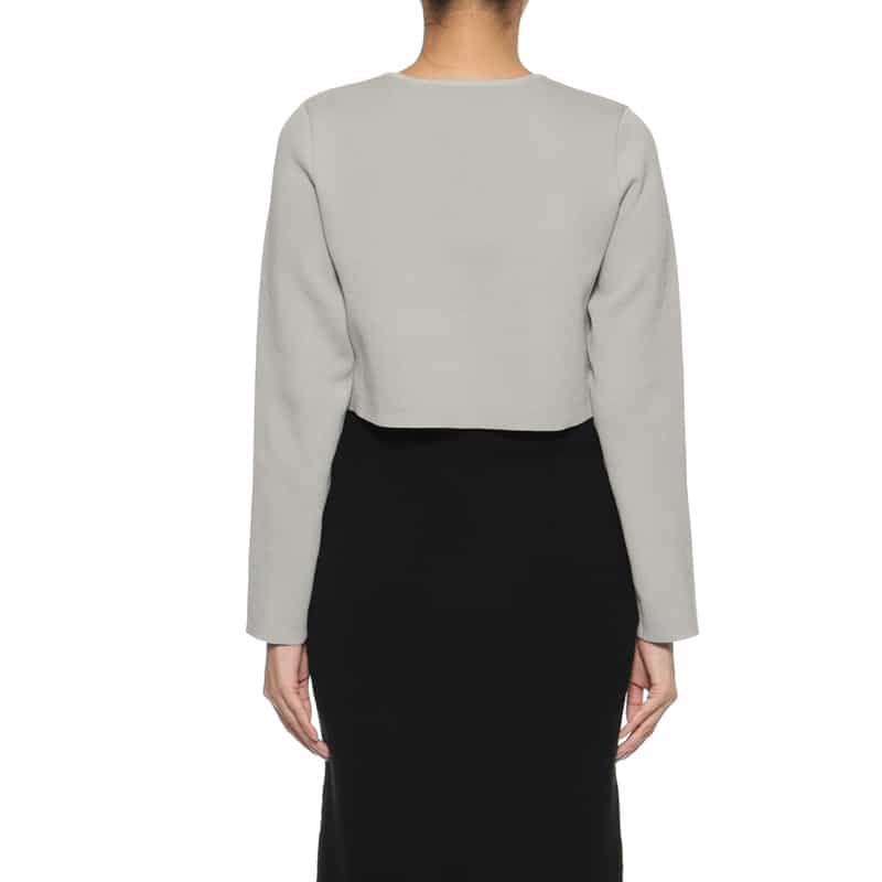 BARNEYS NEW YORK ウォッシャブル ジップアップ ボレロカーディガン LIGHT GRAY