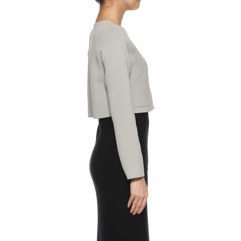 BARNEYS NEW YORK ウォッシャブル ジップアップ ボレロカーディガン LIGHT GRAY