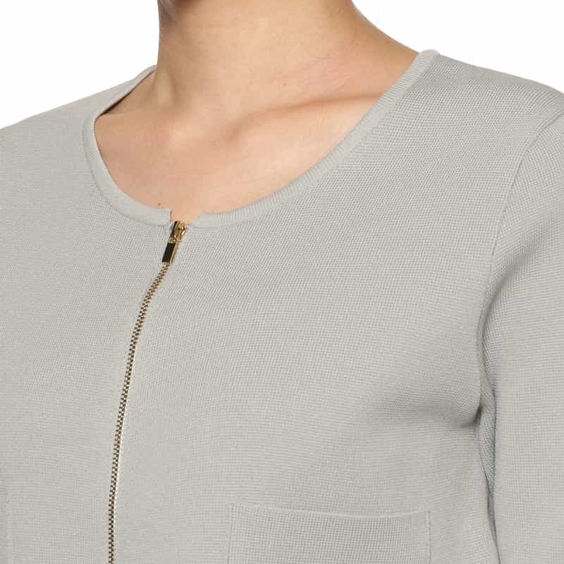 BARNEYS NEW YORK ウォッシャブル ジップアップ ボレロカーディガン LIGHT GRAY